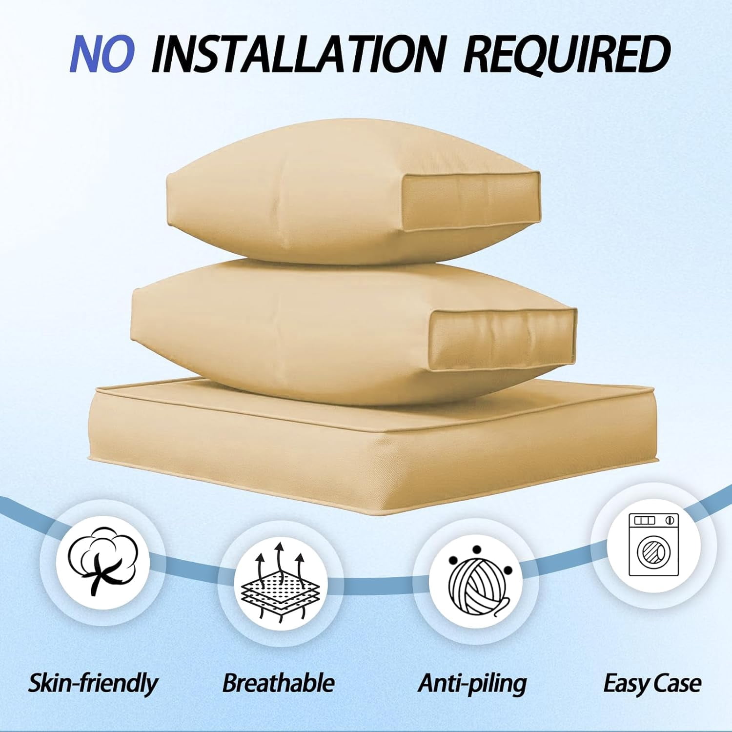 FKS LIFE Outdoor Replacement Cushions for Patio Furniture, Water-Resistant Sofa Cushion for 6-Seat Rattan Wicker Sectional Patio Conversation Sets, 14-Piece Cushions Set for Outdoor