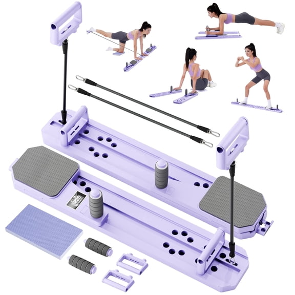 BAOKALER Pilates Board, Upgraded Pilates Reformer Equipment with Resistance Bands & Timer, Portable Ab Machine Push-Up Balance Board for Women Full Body Workout at Home Fitness