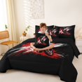 thumbnail image 3 of Castle Fairy Graffiti Dirt Bike Twin Bedding Sets 7-Piece for Kids, Red Splash Design Bedding Comforter Set for Bedroom, Red Black,Black Reversible, 3 of 7