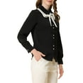 thumbnail image 4 of Allegra K Women's Contrast Color Office Bow Tie Peter Pan Collar Shirts, 4 of 6