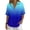 Blue, variant on Button Down Shirts for Women Plus Size Casual Linen Ombré Half Sleeve Button And Snap V-neck Top Shirt