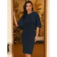 thumbnail image 2 of DARING DIVA Elegant Chiffon Cape Beaded Neckline Dress L Navy Blue, 2 of 6