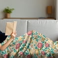 thumbnail image 3 of Floral Soft Flannel Fleece Blanket, Spring Ornamental Flower Blossoms in Warm Tones with Small Buds and Leaves, Cozy Plush for Indoor and Outdoor Use, 60" x 80", Ivory and Multicolor, by Ambesonne, 3 of 5