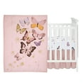 thumbnail image 2 of Lambs & Ivy Butterfly Dreams Pink/Gold 3-Piece Nursery Baby Crib Bedding Set, 2 of 9