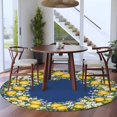 thumbnail image 3 of Round Rugs 6Ft, Summer Lemon Round Area Rug Washable Indoor Throw Carpet, Blue Yellow Spring Floral Botanical Soft Non Slip Circle Rug for Office Cabinet Home Decor Aesthetic, 3 of 8