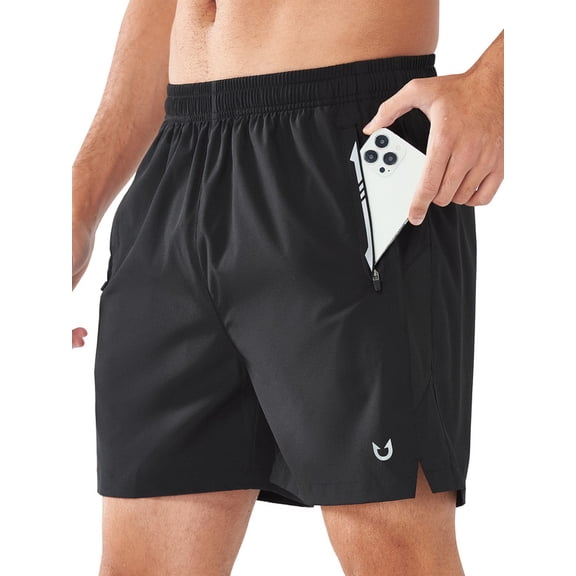 NORTHYARD Men's 5" Gym Shorts Athletic Running Basketball Workout Shorts with 3 Zipper Pockets Black L