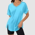 thumbnail image 2 of Summer Tops for Women Long Sleeved Women's Shirts Tee Shirts Girls 100 Polyester Women Workout Shirt Light Women's Long Sleeve Tee Sleeve T Shirt T Summer Light Blue 2XL, 2 of 4