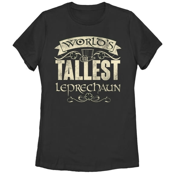 Women's Lost Gods World's Tallest Leprechaun Graphic Tee Black Medium