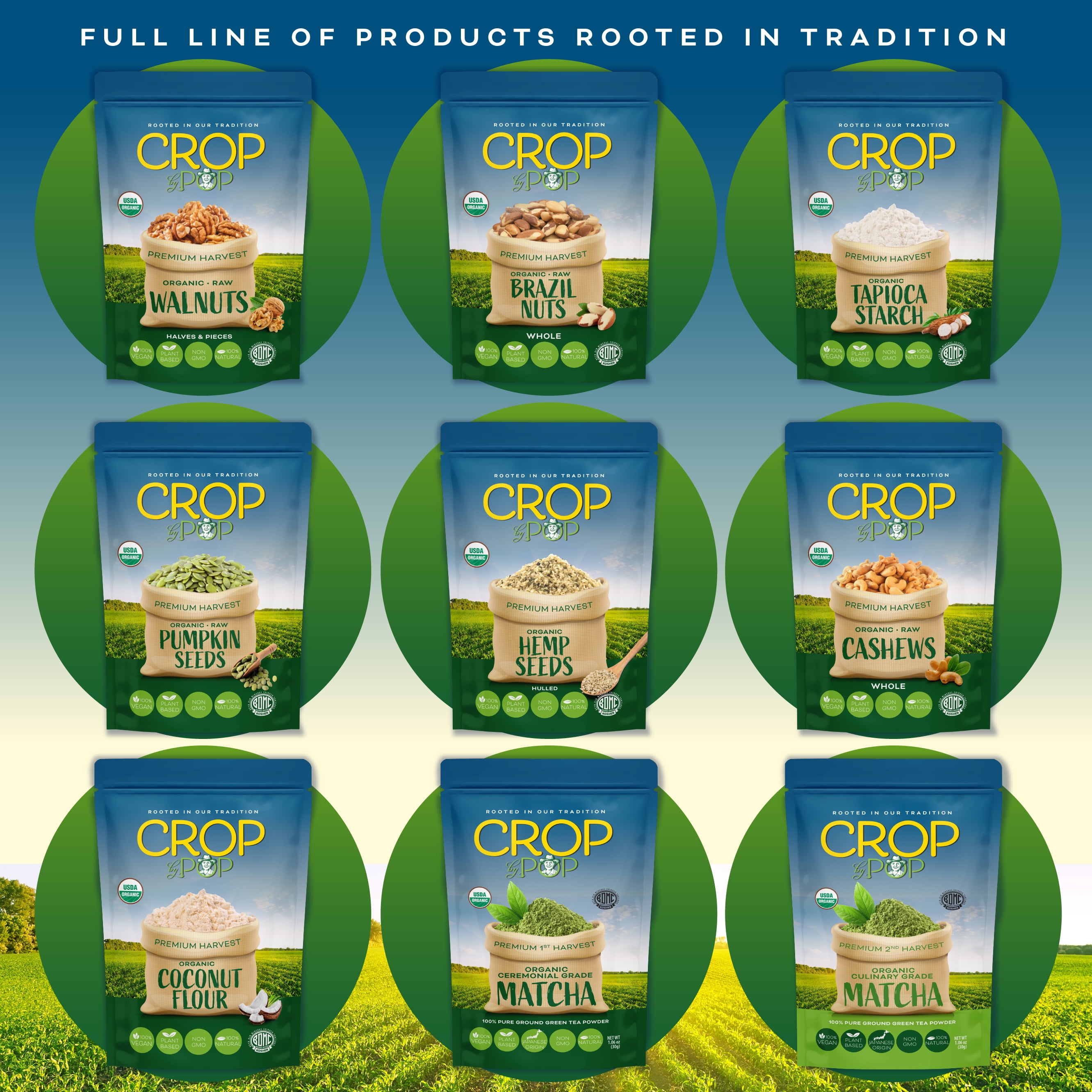 Crop By Pop - Organic Walnuts USDA Organic Non GMO (32 oz 2 Lbs) All Natural, Keto, Vegan, Kosher
