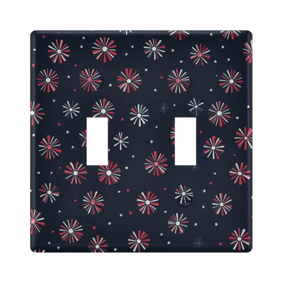 Yayeee Toggle Light Switch Wall Plate 2-Gang 4.56"x4.48" Decorative Outlet Cover, Red Fireworks Pattern