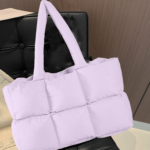 Large Quilted Puffer Tote Bag for Women,Lightweight with Cup Holder and Compartments,Soft Handbag Perfect for Shopping,Work,or Weekend Travel,Stylish and Functional Overnight Carryall