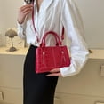 thumbnail image 3 of Bolsa De Hombro Bolso de hombro para mujer Bolso bandolera de cuero PU Bolso de mano retro (Rosa roja) Likrtyny Para Estrenar, 3 of 4