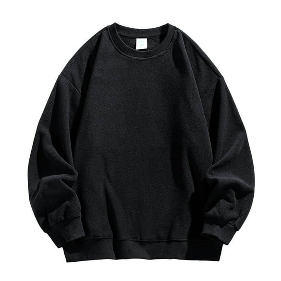 Mens Sweatshirts Fashion Loose Turtleneck Solid Color Polar Fleece Hoodless Sweaters For Men,Black,L