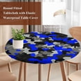 thumbnail image 4 of Blue Gray Black Round Tablecloth, Fitted Table Cover with Elastic for 55"-60" Round Tables, Modern Gradient Abstract Texture Art Table Cloth Outdoor Indoor Dinning Party Waterproof Tablecloths, 4 of 7