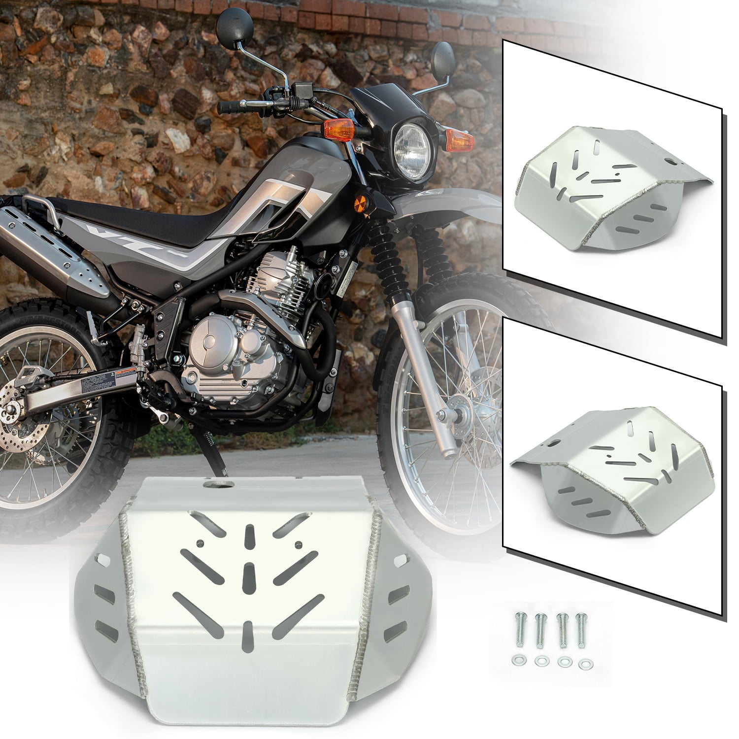 KUAFU Aluminum Engine Skid Plate Silvery Compatible with 2008-2020 Yamaha XT250 Dual Sport Engine Bash Bottom Guard Protector Replacement 