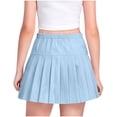thumbnail image 6 of CYRBOKO Girls Pleated Skirts, Cotton Summer Casual Elastic Waist School Uniform Skirts Light Blue Size 12-13 T, 6 of 6