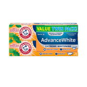 ARM & HAMMER Advanced White Extreme Whitening Toothpaste, TWIN PACK (Contains Two 6oz Tubes) -Clean Mint- Fluoride Toothpaste