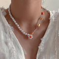 thumbnail image 3 of Collar de cuentas de flores de colores Yuxing Con colgante de dije floral azul, 3 of 5