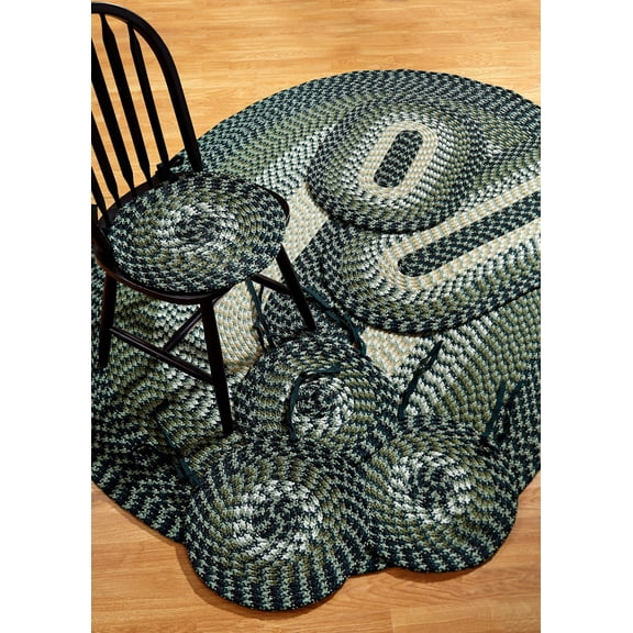 Better Trends 7-Piece Braided Rug Set, 100% Polypropylene Indoor Area Rugs, Durable & Reversible – Alpine Collection, Hunter Stripe
