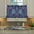 thumbnail image 2 of Yayeee Kitchen Curtains Light Filtering 27"x24" Rod Pocket Short Cafe Window Panel, Blue Fireworks Pattern, 2 of 7