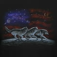 thumbnail image 2 of Teelocity Men's Running Wolves with Flag and Galaxy Black Relaxed Fit Short Sleeve Graphic T-Shirt, 2 of 3
