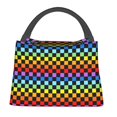 thumbnail image 1 of Disketp Rainbow Chequerboard Bolsa Térmica Estampada, Bolsa Térmica Aislante para Almuerzo, Playa y Campamento, 1 of 6