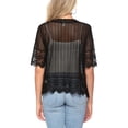 thumbnail image 5 of BODOAO Women's Lace Patchwork Open Front Cardigan Lightweight Sheer Half Sleeve Bolero Shrug Jacket Summer Kimono Cover Up Ladies Summer Casual Loose Lace Stitching Cardigan Mesh Top Cardigan Black L, 5 of 5