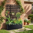 thumbnail image 1 of YUSAZENS Galvanized Steel Metal Planter Box, 2-Piece Screen Set, Outdoor Planter with Privacy Screen Black without Wheels, 1 of 8
