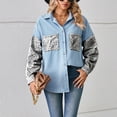 thumbnail image 4 of Women's Fashion Color Lapel Look Slimmer Sleeve Denim Jacket, 4 of 7