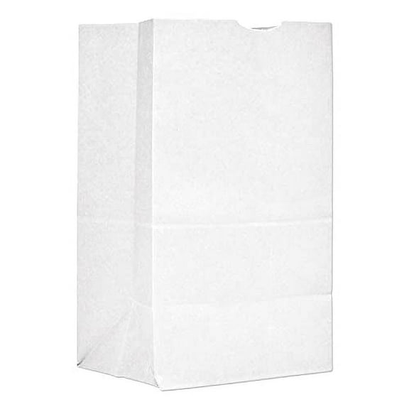 General GW20S500#20 Squat Paper Grocery Bag 40lb White Std 8 1/4 x 5 15/16 x 13 3/8 500 bags
