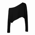 thumbnail image 5 of EDFBUYKRS Women's Tops Long Sleeve V-Neck Shirts Loose Casual Tee Cute T-Shirt with Pocket Fall Winter Flowy Tunic Tee Black M, 5 of 6
