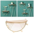 thumbnail image 2 of GUOOL Iron Wall Mounted Floating Shelf Rack Semicircle Storage Organizer Stand w/ Hook Golden S, 2 of 9