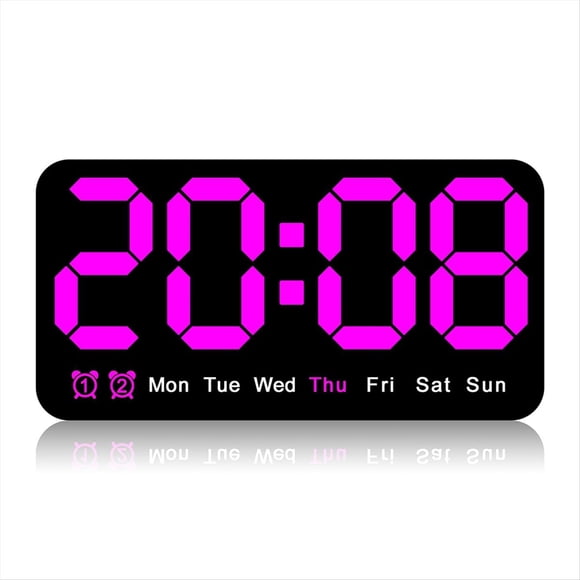 Reloj de Pared Digital Grande, 9,5 Pulgadas, Reloj Despertador LED con Dígitos Grandes, Horario de Verano, para Sala de Estar, Dormitorios, Decoración de Aula, Color