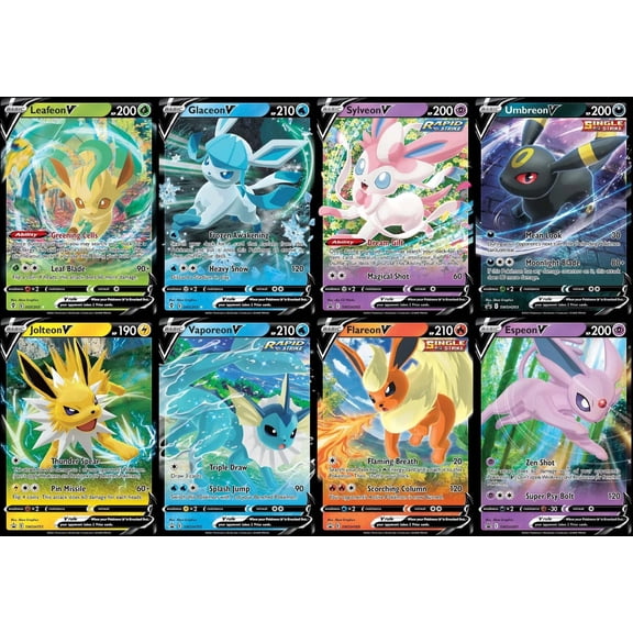 Collectible Umbreon - Pokemon V Ultra Rare 8 Card Lot - Jolteon - Flareon - Vaporeon - Espeon - Glaceon - Leafeon - Sylveon - Eeveelutions