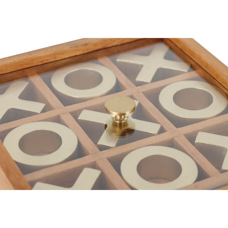 Mainstays Decorative Gold and Wood Tabletop Tic Tac Toe Game with