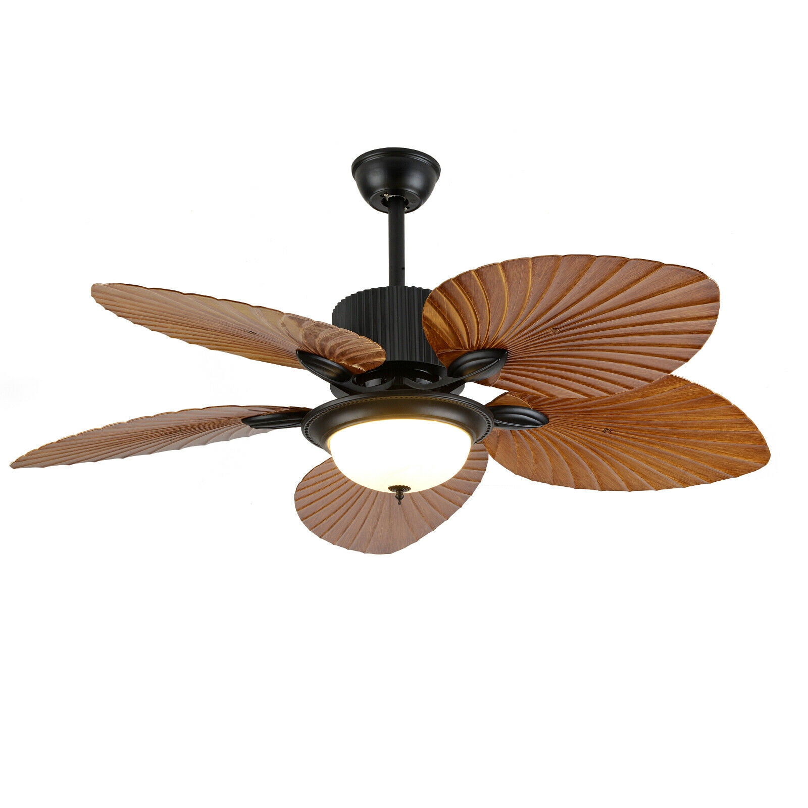 TFCFL 52" Retro Brown Ceiling Fan Light Leaf Blades Chandelier with
