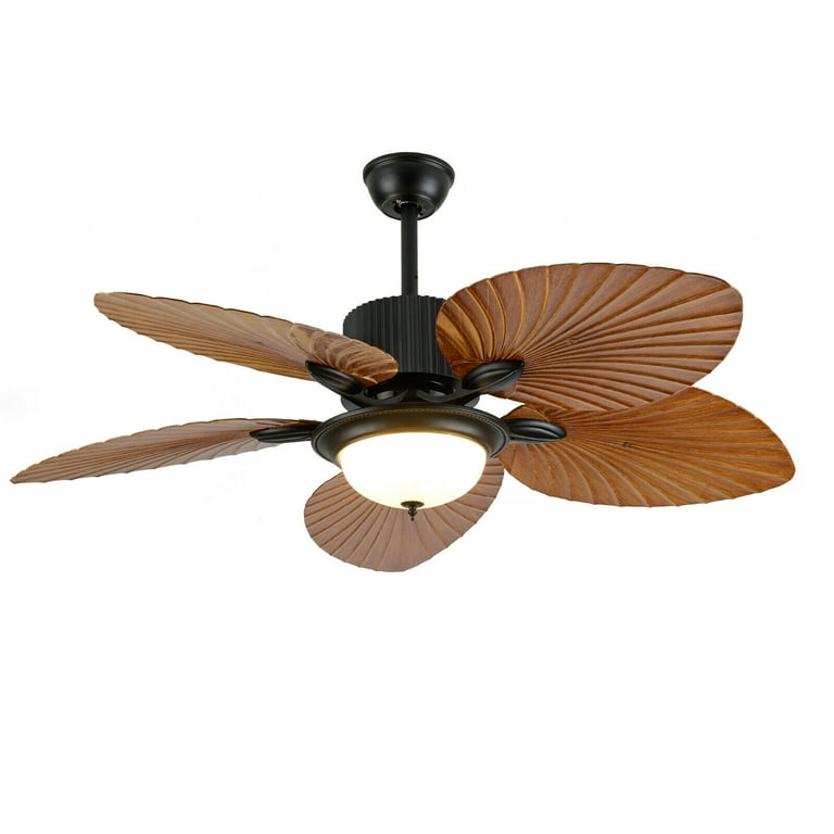 Palm Leaf Ceiling Fan With Light And Remote Control Shelly Lighting