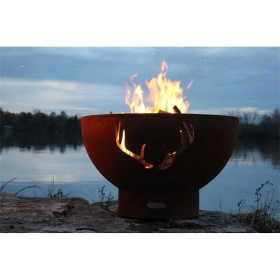 Fire Pit Art AS 36-Electronic AWEIS - LP 12 x 36 in. 125K BTU Asia Penta Fire Pit, Iron Oxide Patina - Electronic AWEIS - Liquid Propane