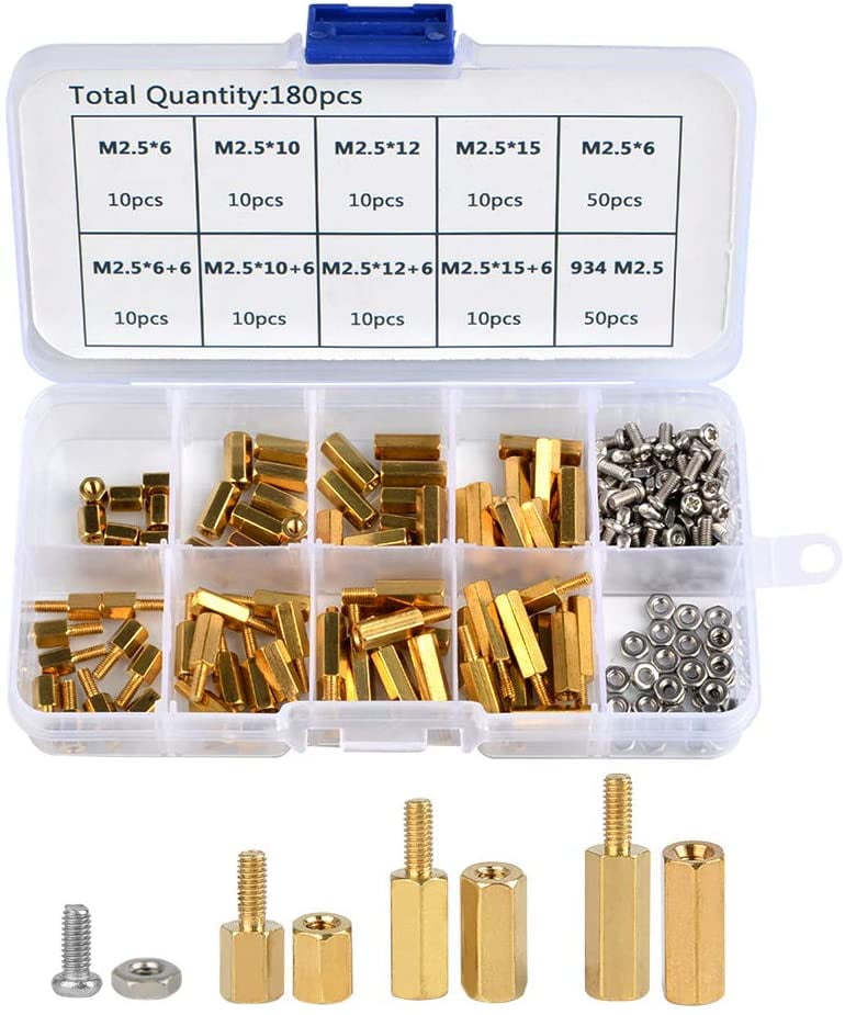 50Pcs M2.5x10 Copper Column Male Hexagon Stand-off Spacers 6mm Thread Length 
