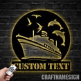 thumbnail image 3 of Craftnamesign Custom Boat Dolphin Metal Wall Art LED Light, Boat Metal Sign, Boat Wall Decor, 3 of 5