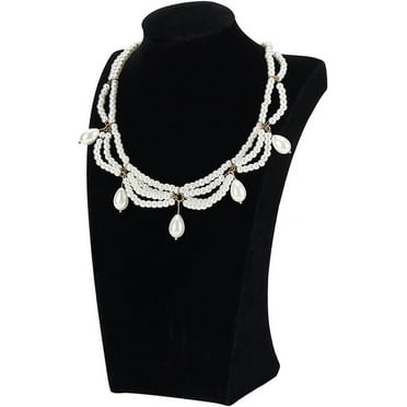 Jewelry Bust Necklace Display Stand 9.8inch Height Black Velvet Necklace Display Holder Wood Necklace Bust Stand Chain Jewelry Organizer Easel for Home Use or Store Shop Show DIY