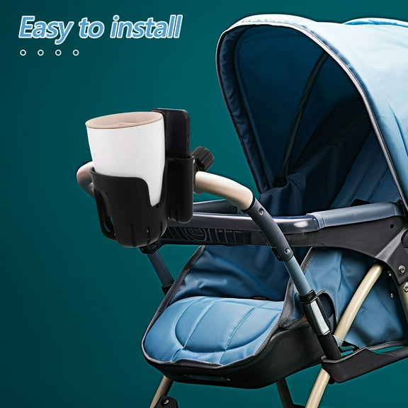 Raindrops Quick Install Black Universal Cup and Phone Holder for Strollers and Walkers