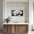 thumbnail image 3 of ZHONGYUTONG White Floral Canvas Wall Art Large Flower Gold Pictures Wall Decor Minimalist Lotus Paintings for Living Room Bedroom Decor Framed (12.00" x 24.00"), 3 of 5