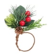 thumbnail image 2 of PEONAVET Anneau de Serviette en Aiguille de Pin 10 Pcs Ensemble de Serviettes de Noël Branches Artificielles avec Baies Rouges pour Décorations de Table de Fête et Dîners, 2 of 6