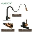 thumbnail image 5 of Akicon Two-Tone Matte Black & Rose Gold Pull Out Kitchen Faucet with Deck Plate, Single Level Solid Brass Kitchen Sink Faucets with Pull Down Sprayer, 5 of 5