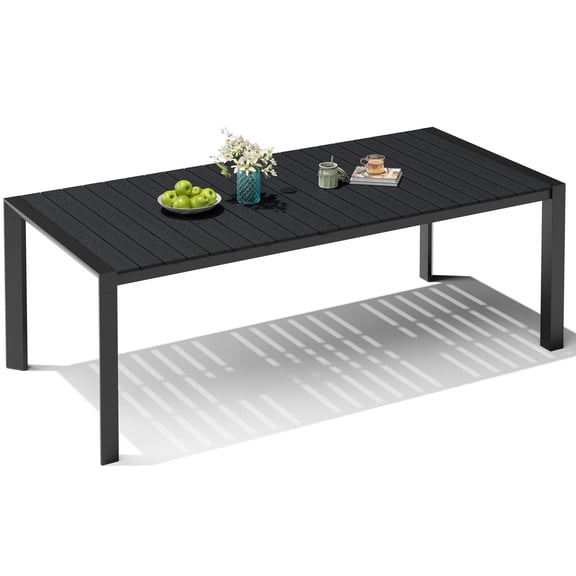 Crestlive Products 70" Aluminum Patio Dining Table for 8 Persons, All-Weather Large Furniture, Black