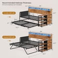 thumbnail image 4 of Daybed Twin with Pop Up Trundle, Farmhouse Wooden Day Bed Frame with 3 Storage Drawers and Shelves, Twin to King Daybed with Charging Station and LED Lights for Bedroom, Rustic Brown, 4 of 9