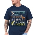 thumbnail image 3 of If It Flies It Hops It Drops It Hooks T-Shirt – Funny Hunting and Fishing Tee, Outdoor Sportsman Graphic Shirt, Unisex Country Apparel, 3 of 7