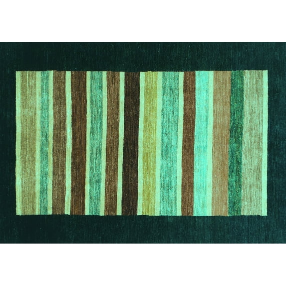 Ahgly Company Machine Washable Indoor Rectangle Abstract Turquoise Blue Modern Area Rugs, 2' x 3'