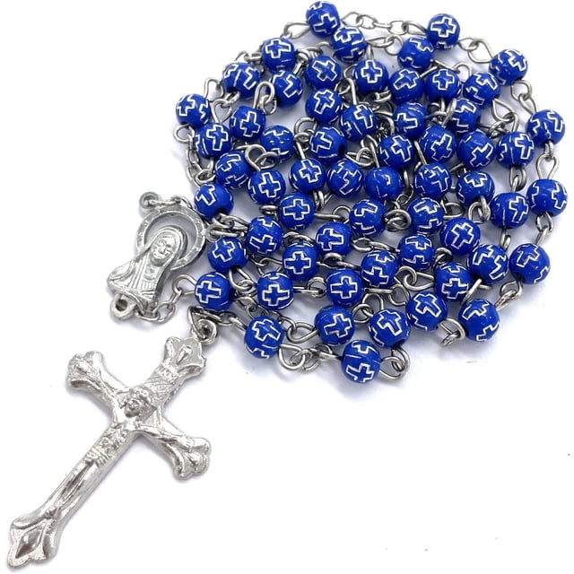 Rosaires Croix Gravure Résine 6mm Perles Rosaire Roserie Croix Cadeaux Catholiques cs